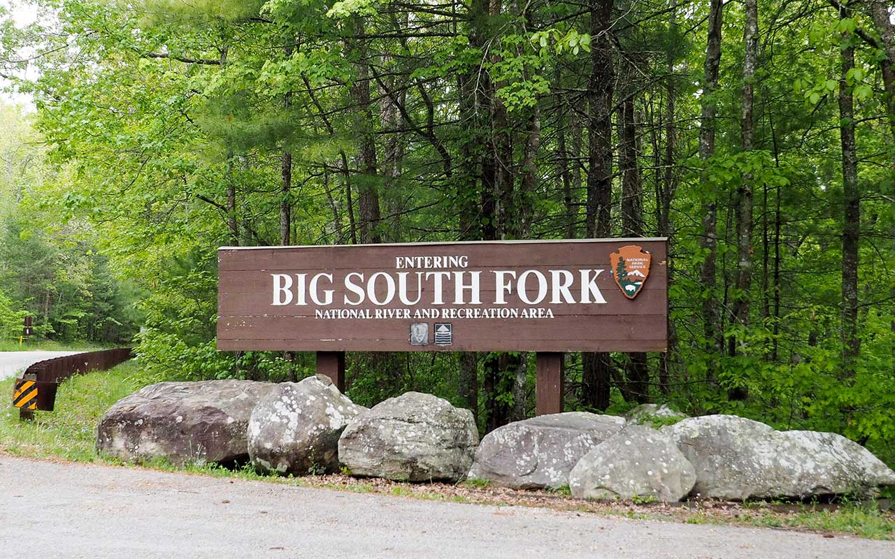 Entrance sign to the Big South Fork National River and Recreation Area Entrance sign to the Big South Fork National River and Recreation Area